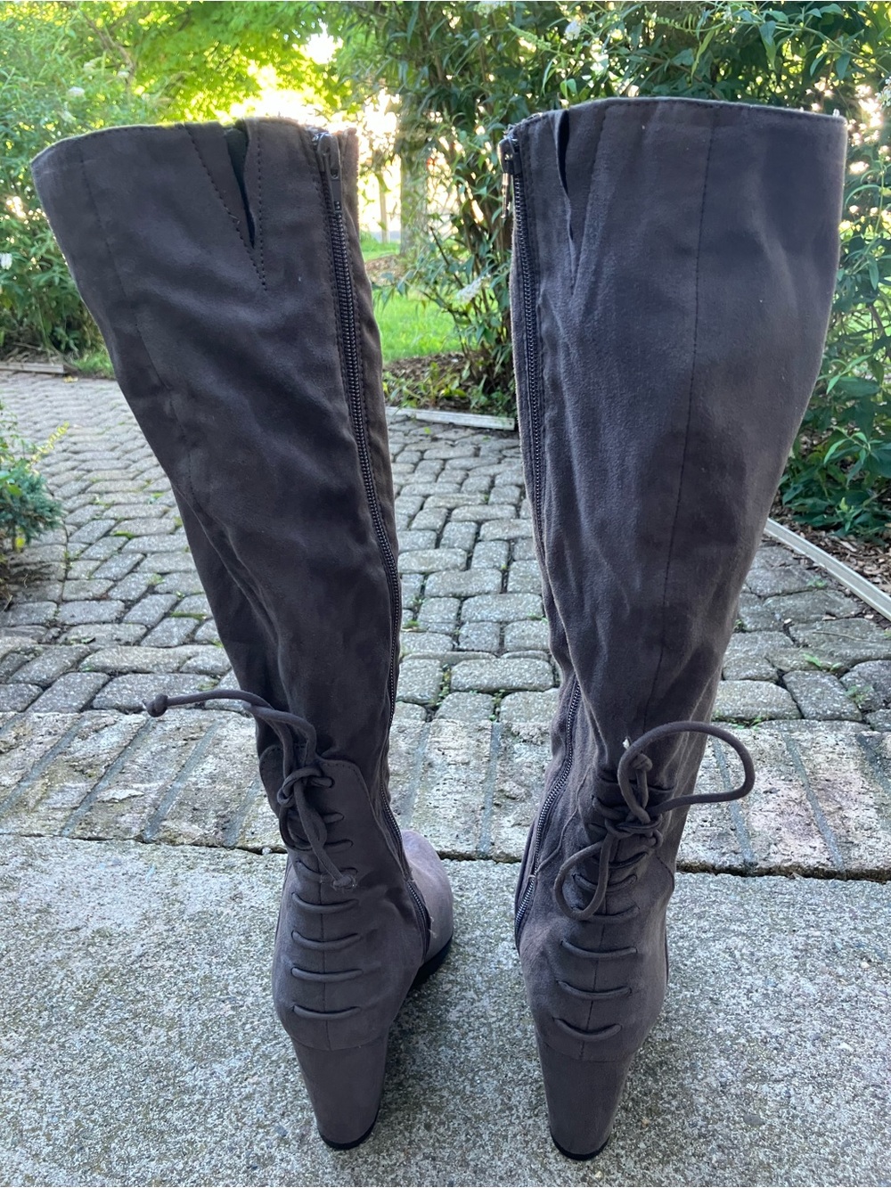 Over-the-Knee Suede Boots in Charcoal Gray - Picture 3 of 6